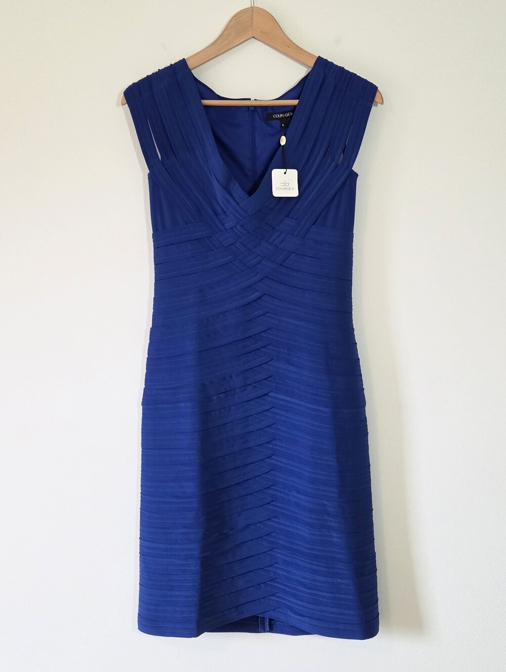 Courage b Belle Dress Cobalt Blue Bandage Bodycon Cocktail Dress Size 8 NWT